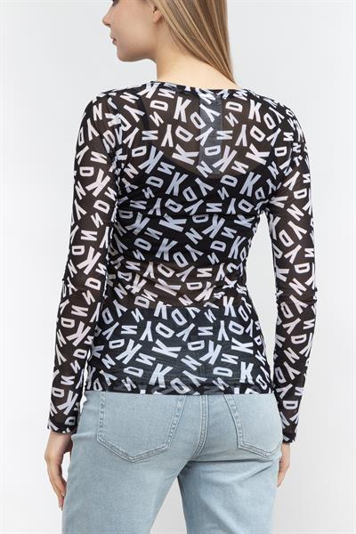 DKNY Jumbo Logo Printed M Kadın Triko