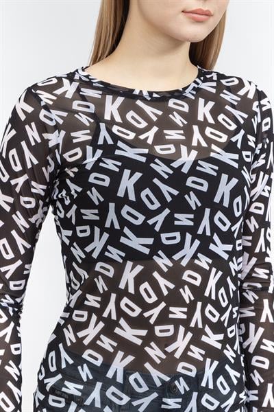 DKNY Jumbo Logo Printed M Kadın Triko