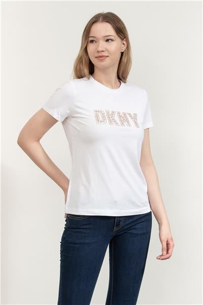 DKNY Kadın Bisiklet Yaka T-Shirt Beyaz
