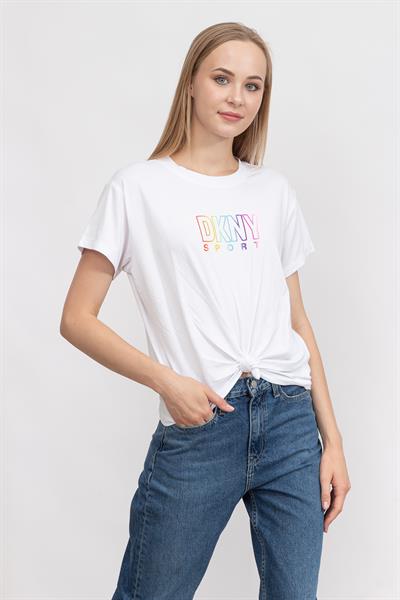 DKNY Kadın Bisiklet Yaka T-Shirt Beyaz