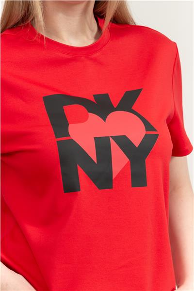 DKNY Kadın Bisiklet Yaka T-Shirt Kırmızı