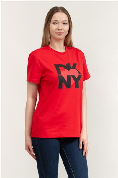 DKNY Kadın Bisiklet Yaka T-Shirt Kırmızı