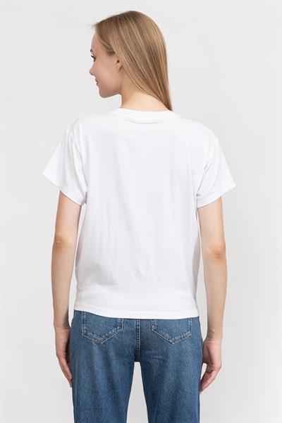 DKNY Kadın Bisiklet Yaka T-Shirt Beyaz