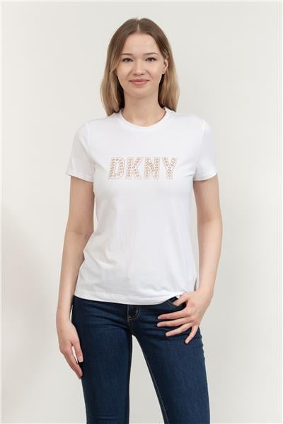 DKNY Kadın Bisiklet Yaka T-Shirt Beyaz