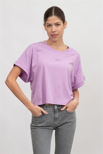 DKNY Kadın Bisiklet Yaka T-Shirt Mor