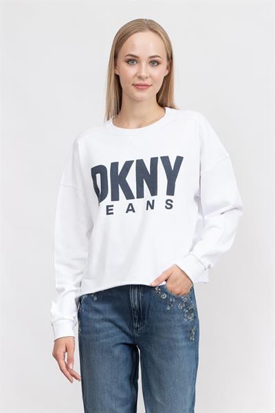 DKNY Kadın Bisiklet Yaka T-Shirt Beyaz