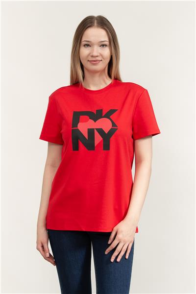 DKNY Kadın Bisiklet Yaka T-Shirt Kırmızı