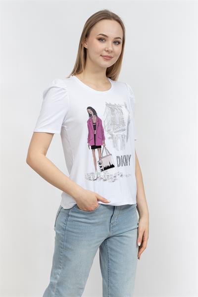 DKNY Kadın Bisiklet Yaka T-Shirt