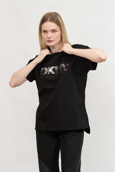 DKNY Kadın Bisiklet Yaka T-Shirt Siyah