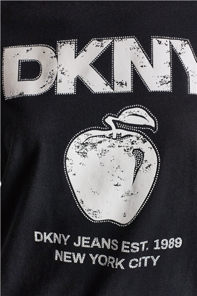 DKNY Kadın Dkny Big Apple Rhine Bisiklet Yaka T-Shirt Siyah