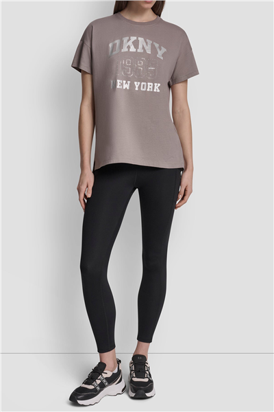 DKNY Kadın Dkny Ny 1989 Rhinest Bisiklet Yaka T-Shirt