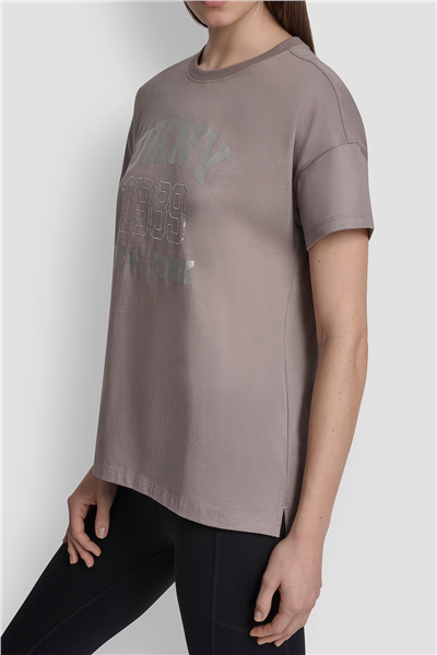 DKNY Kadın Dkny Ny 1989 Rhinest Bisiklet Yaka T-Shirt