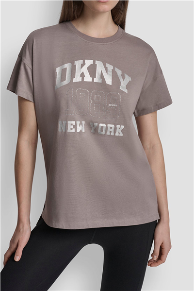DKNY Kadın Dkny Ny 1989 Rhinest Bisiklet Yaka T-Shirt
