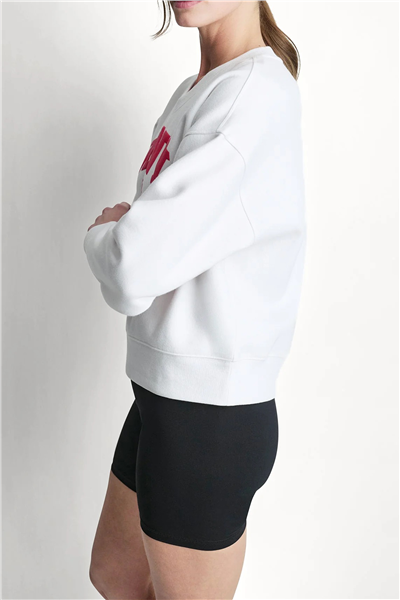 DKNY Kadın Dkny Puff Varsity Lo Bisiklet Yaka Sweatshirt