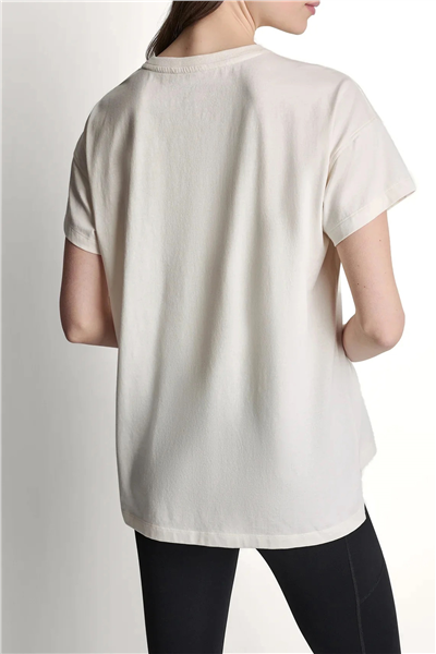 DKNY Kadın Dkny Sport Campus Pa Bisiklet Yaka T-Shirt Krem