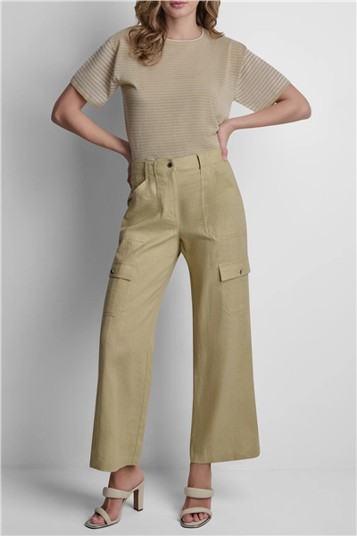 DKNY Kadın Linen Viscose Cargo Keten Pantolon