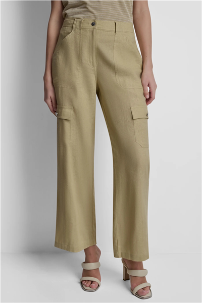DKNY Kadın Linen Viscose Cargo Keten Pantolon