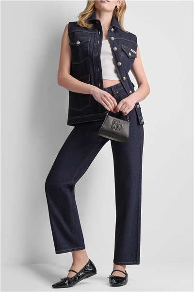 DKNY Kadın Mr Straight W Bk Dar Jean Pantolon