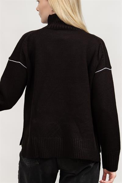 DKNY Intarsia Logo Turtle Kadın Kazak