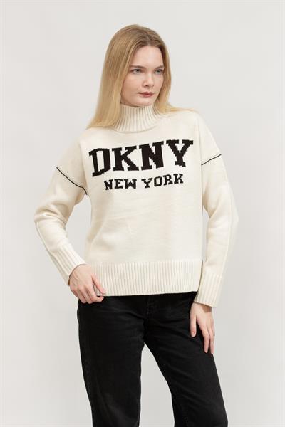 DKNY Intarsia Logo Turtle Kadın Kazak Çok Renkli