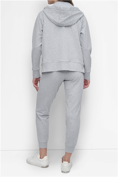 DKNY Kadın Two Tne Logo Zip Jkt Kapüşonlu Sweatshirt Gri