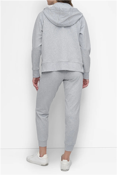 DKNY Kadın Two Tne Logo Zip Jkt Kapüşonlu Sweatshirt Gri