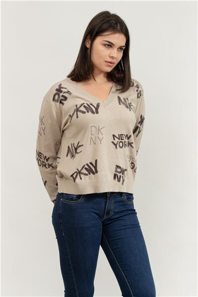 DKNY Kadın V Yaka T-Shirt