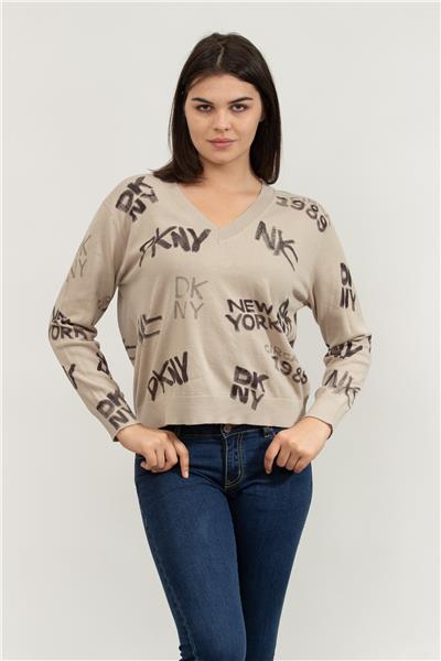 DKNY Kadın V Yaka T-Shirt