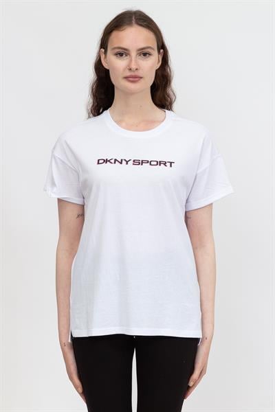 DKNY Layered Shadow Logo Kadın Bisiklet Yaka TShirt