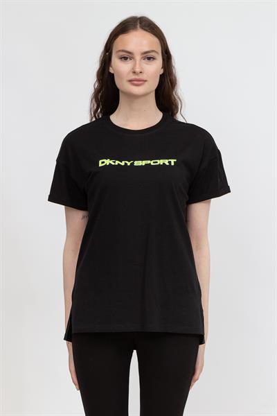 DKNY Layered Shadow Logo Kadın Bisiklet Yaka TShirt