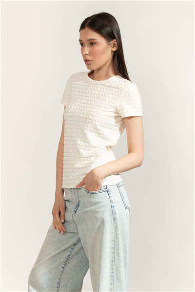 DKNY Logo Jacquard SL Kadın Bluz