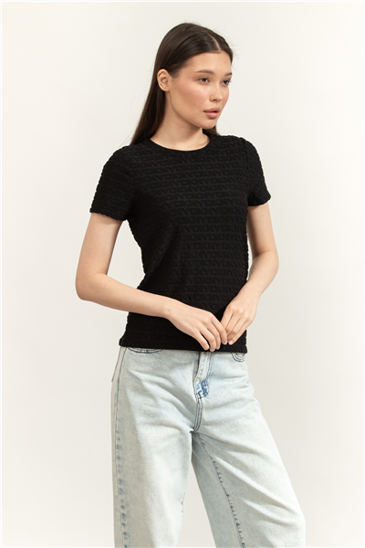 DKNY Logo Jacquard SL Kadın Bluz