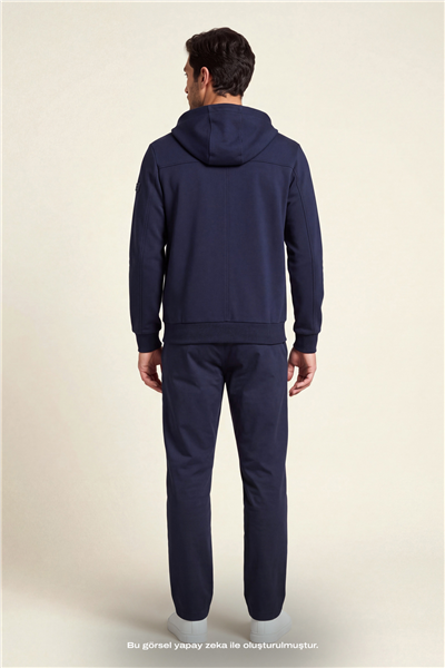 DKNY Logo Patch Hoodie Erkek Kapüşonlu Sweatshirt Lacivert