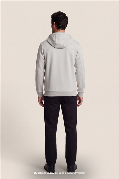 DKNY Logo Patch Hoodie Erkek Kapüşonlu Sweatshirt Taş Rengi