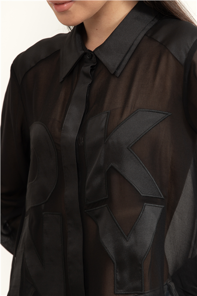 DKNY L/S Chiffon Logo Btt Kadın Gömlek