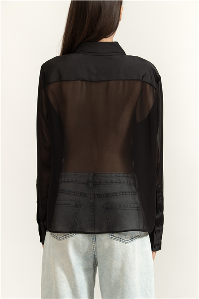 DKNY L/S Chiffon Logo Btt Kadın Gömlek