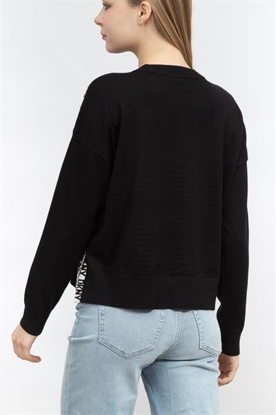 DKNY L/S Logo Tape Kadın Triko