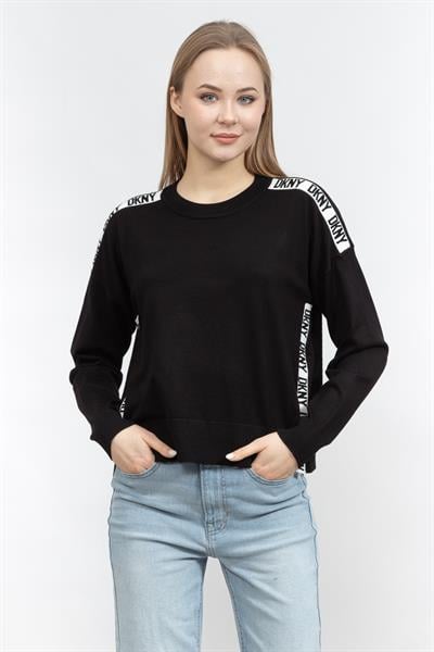DKNY L/S Logo Tape Kadın Triko
