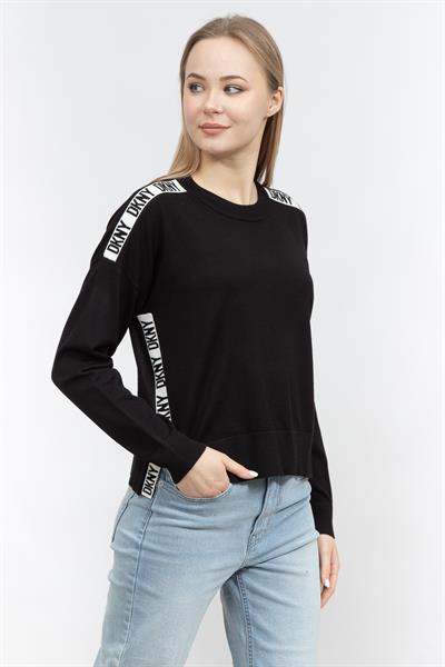 DKNY L/S Logo Tape Kadın Triko