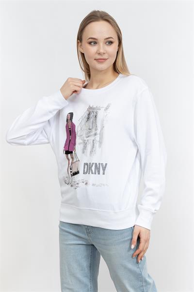 DKNY L/S Pink Jkt Cnvrsnl Kadın Triko