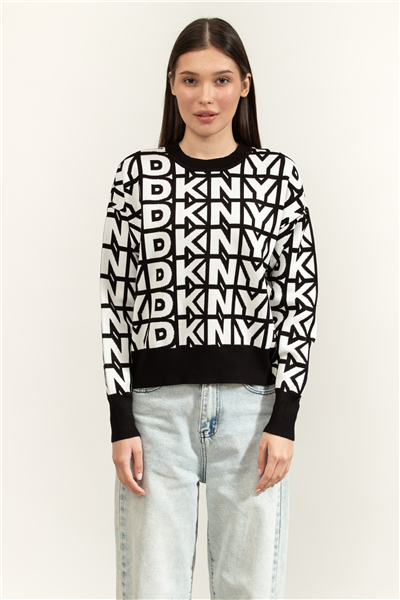 DKNY L/S Repeat Logo Pull Kadın Triko