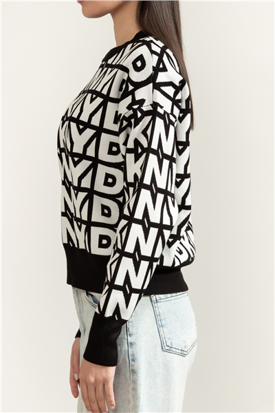 DKNY L/S Repeat Logo Pull Kadın Triko