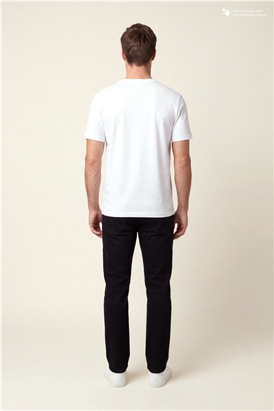 DKNY Metal Logo Tee Erkek Bisiklet Yaka T-Shirt Beyaz