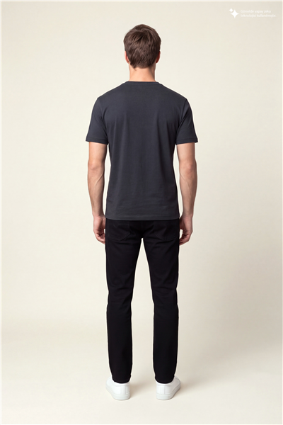 DKNY Metal Logo Tee Erkek Bisiklet Yaka T-Shirt Siyah