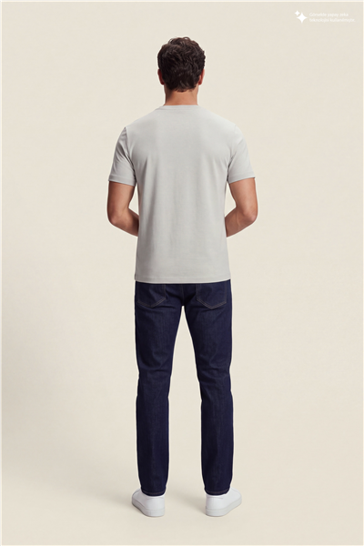 DKNY Metal Logo Tee Erkek Bisiklet Yaka T-Shirt Taş Rengi