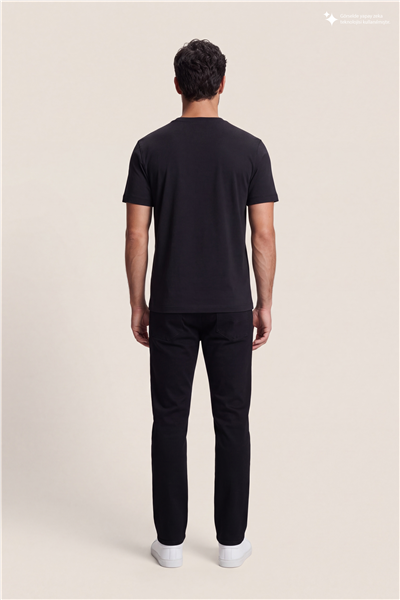 DKNY Patch Logo Tee Erkek Bisiklet Yaka T-Shirt Siyah