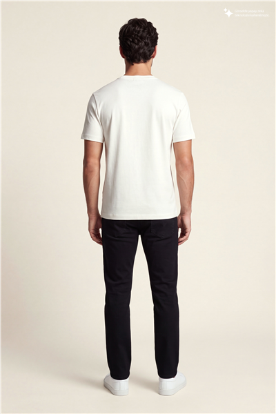 DKNY Patch Logo Tee Erkek Bisiklet Yaka T-Shirt Beyaz