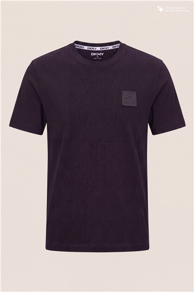 DKNY Patch Logo Tee Erkek Bisiklet Yaka T-Shirt Siyah