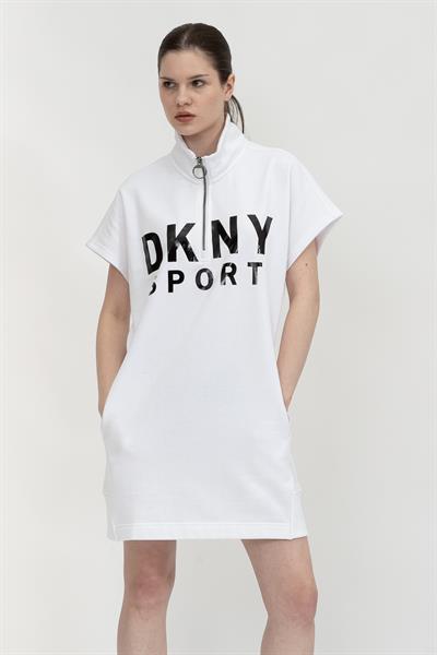 DKNY Pulovr 1/2 Zip Dress Kadın Elbise