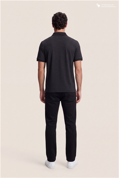 DKNY Quarter Zip Polo Erkek Polo Yaka T-Shirt Siyah